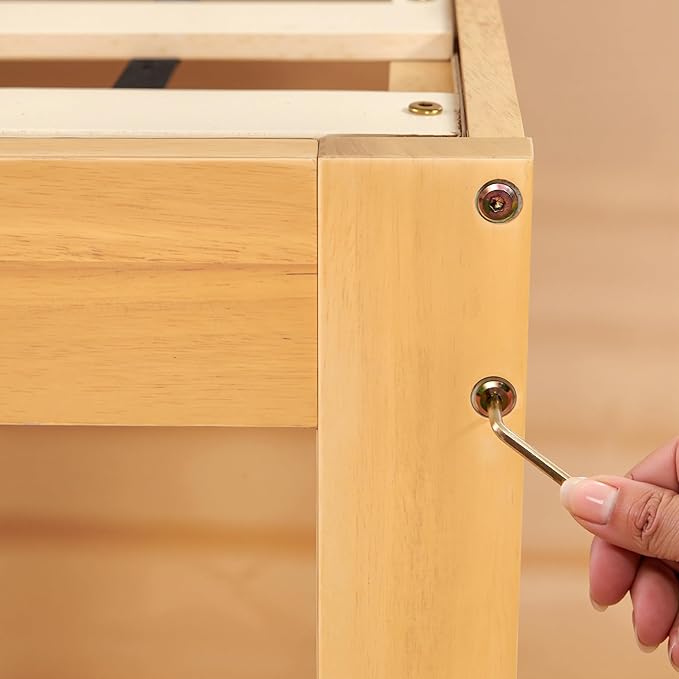 Hokway Wood Twin Bed Frames with Headboard-No Wobble,Noise-Free,Easy Assembly with Precise Holes,12 in Reinforced Center Legs,No Box Spring Needed,Natural