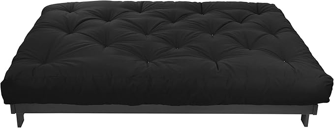 Mozaic Full Size 8-Inch Cotton Twill Gel Dual Memory Foam Futon Mattress, Black