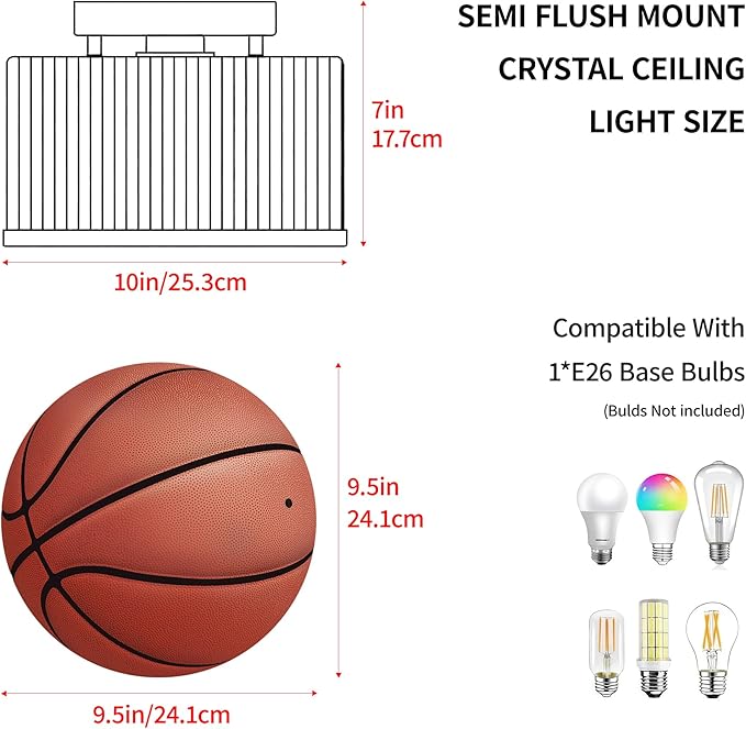 MAYNA Modern Black Semi Flush Mount Ceiling Light Fixture, 1-Light Hallway Light Fixtures Ceiling Mount, Dimmable Kitchen Lighting Fixtures Ceiling Lights for Bedroom Bathroom Dining Room Entryway