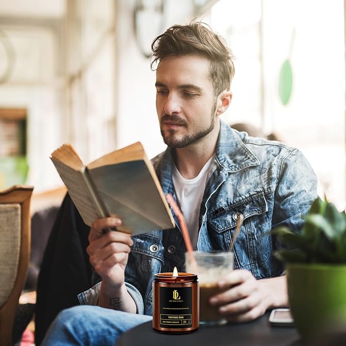Vintage Oak Scented Candles, Soy Candle for Home Scented, Candles Gift for Men Women, 7oz with 50 Hour Burn Time
