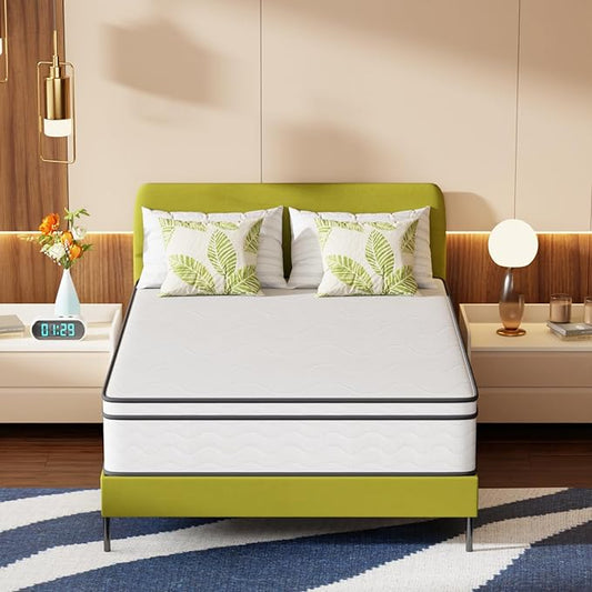 PayLessHere 12 Inch Full Innerspring Mattress in a Box with Bamboo Charcoal Gel Memory Foam Fiberglass Free CertiPUR-US Certified Medium Firm Spring Mattress Pressure Relief,Full