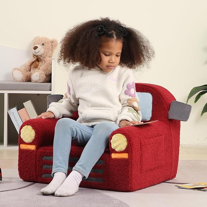 Comfy Toddler Chair, Kids Fire Engine Couch for Boys, Fire Truck