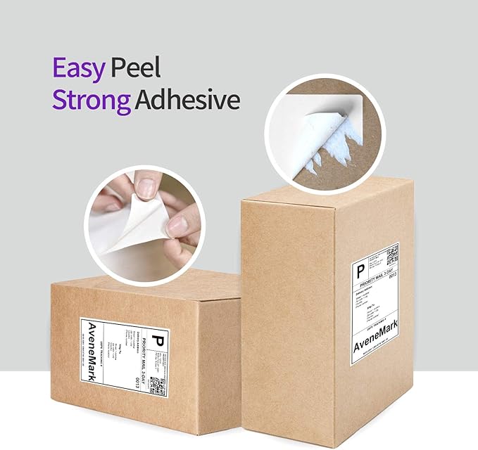 AveneMark 4 Stacks 2000 Labels 4" x 6" Fanfold Direct Thermal Labels, Postage Shipping Labels Paper with Perforated, Strong Adhesive Label for Zebra, Rollo, MUNBYN Thermal Printer,500 Labels per Stack