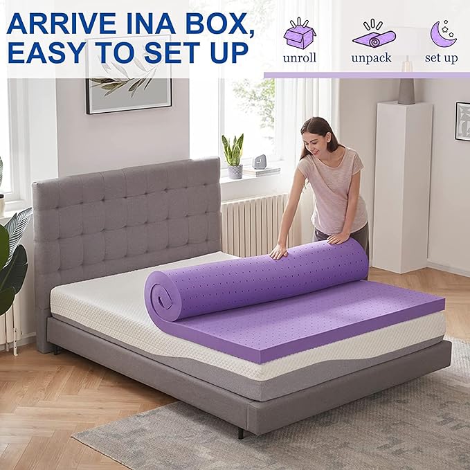 SINWEEK 1.5 Inch Gel Memory Foam Mattress Topper Ventilated Soft Pressure Relieve Mattress Pad, Breathable Bed Topper, CertiPUR-US Certified, Twin Size