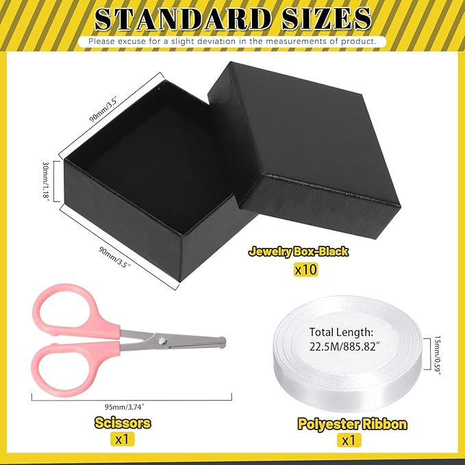 Glarks 12pcs 3.5 x 3.5 x 1.1in Jewelry Gifts Boxes Kit, Black Fan Shaped Jewelry Boxes for Ring Earring Jewelry, Christmas, Birthday, Anniversaries, Valentine’s Day, Mother’s Day and Other Festivals