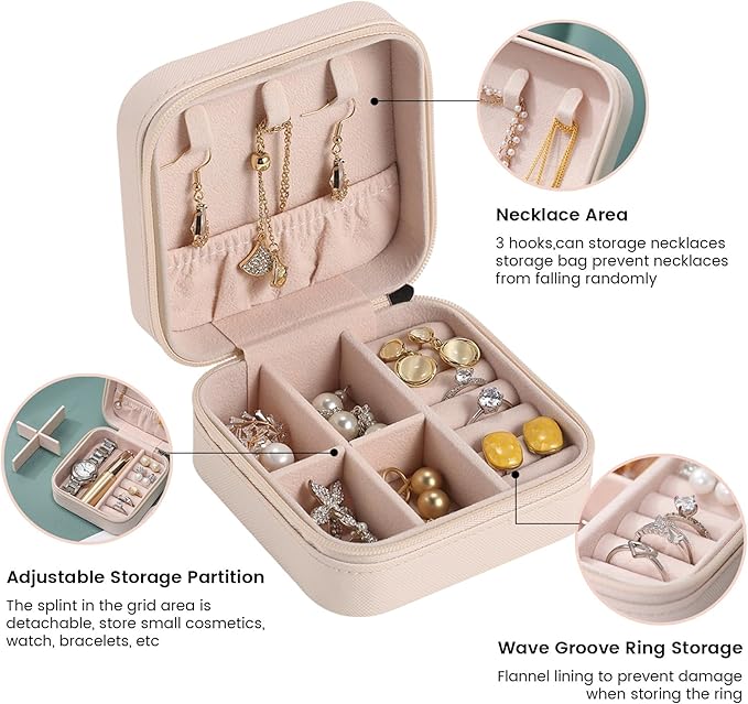 Personalized Jewelry Boxes for Women, Custom Travel Jewelry Case with Name and Birth Flower Month, Portable Jewelry Box Organizer for Mom Birthday Gifts (Non-Customized pink)