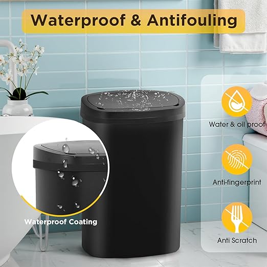BestOffice 13 Gallons Automatic Sensor Kitchen Trash Can with Lid, Touchless Garbage Can for Bathroom, Bedroom, Home Office Waste Bin 50L