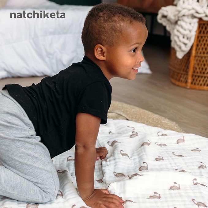 Organic Cotton Muslin Baby Blanket for Boys and Girls - Luxurious Soft Toddler Quilt for Swaddling - Gender Neutral Blankets Makes a Great Forest Friends