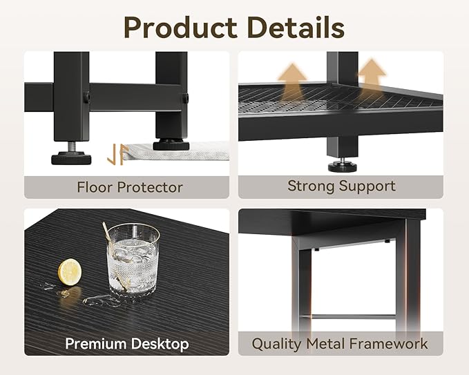 Casaottima 47" TV Stand with Open Storage Shelves up to 55 Inch TVs, Entertainment Center with Fabric Drawers, TV Console Table with Soundbar Shelf TV Stand for Living Room Bedroom, Pure Black