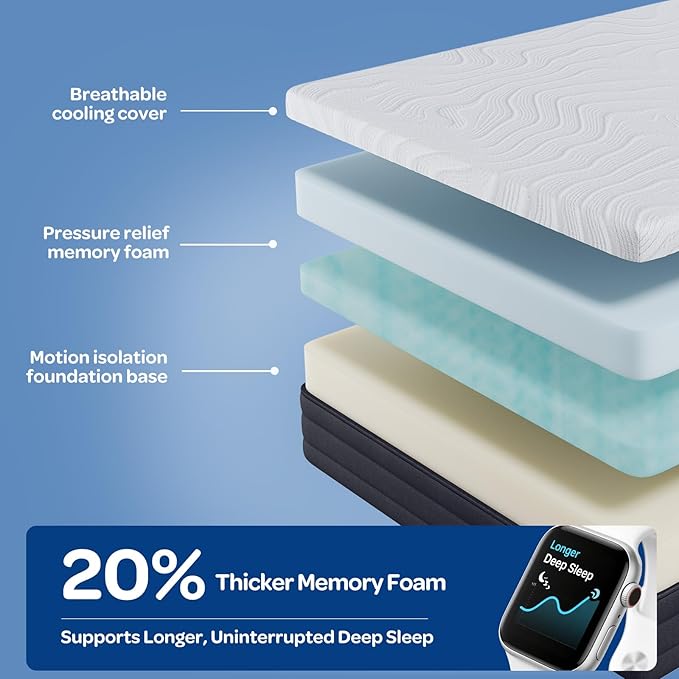 OhGeni 12 Inch Queen Size Mattress, Cooling Gel Memory Foam Bed Mattresses in a Box, Cool Touch Surface, Medium Feel, Ergonomic Support, Pressure Relief, CertiPUR-US Certified Foam, Designed in USA