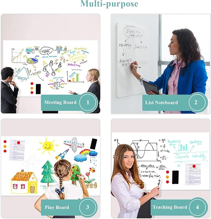 Magnetic Dry Erase Whiteboard Paper, 47" x 60" Self Adhesive Whiteboard for Wall, Easy to Write and Clean Dry Erase Board for Kids, Office, Home, with Marker, Magnetic Eraser and Magnets