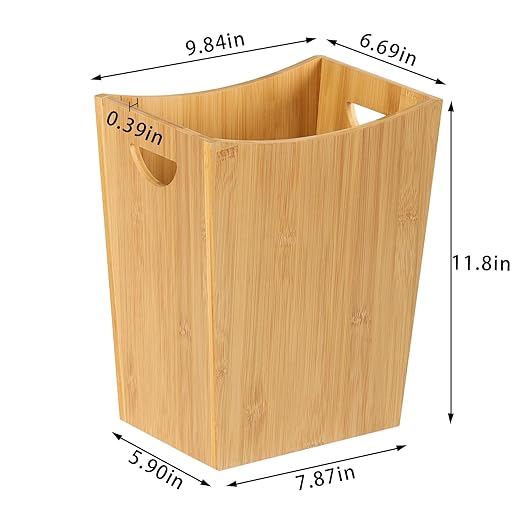 LIANTRAL Wood Trash Can Wastebasket, 2 Gallon Small Bathroom Garbage Can Wood Waste Basket Trash Container Recycling Bin for Bathroom, Bedroom, Living Room, Office, Kitchen