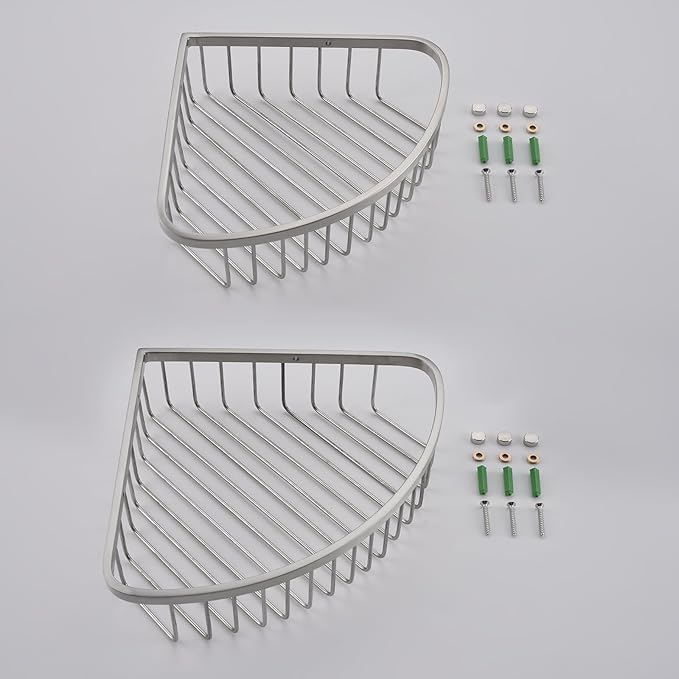 Corner Shower Caddy Basket - Stainless Steel Bathroom Shower Shelf/Organizer for Shower Storage - Sturdy Wall Corner Rack - Silver set of 2