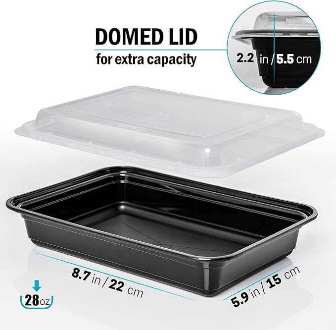 Igluu Meal Prep Containers [20 pack] - 1 Compartment with Airtight Lids - Plastic Food Storage Bento Box - BPA Free - Reusable Lunch Boxes - Microwavable, Freezer and Dishwasher Safe (28 oz)