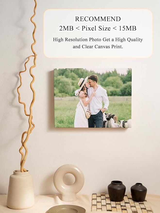 Jovivi Custom Canvas Prints with Your Pictures - Personalized Photos Print,Wall Art Poster Canvas Printing Customized Photo Gifts for Wedding Family Pets Home Office Decor Frame 18x12