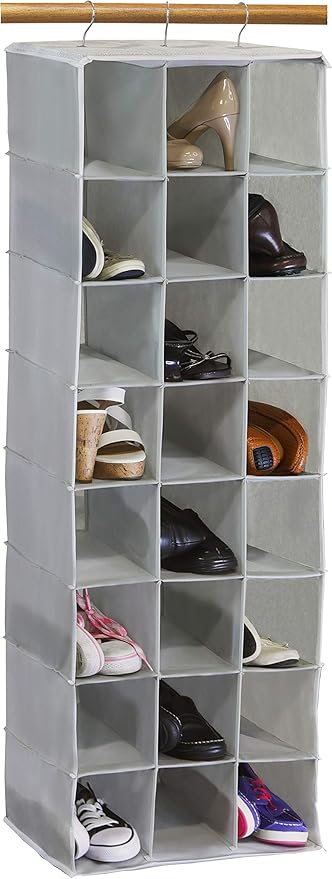 Simple Houseware Hanging Closet Organizers 24 Section Shoe Shelves, Gray