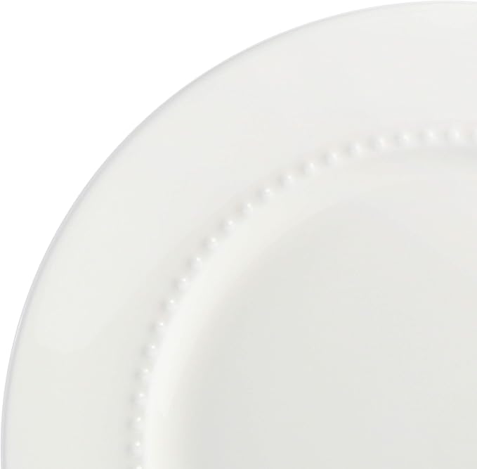 Gibson Elite Embossed Bone China Double Bowl Dinnerware Set, Service for 4 (16pcs), White