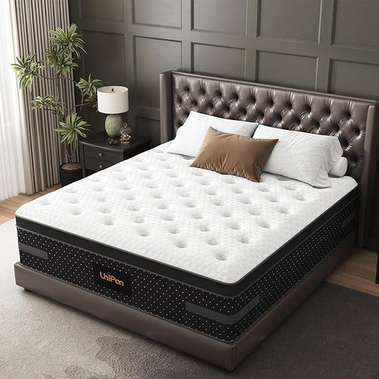 Mattress Queen Size 12 Inch- Firm Hybrid Mattresses in a Box with Individual Pocket Spring for Motion-Isolation & Pain Relief-Fiberglass Free Bed with 365 Night Trial, CertiPUR-US Certified