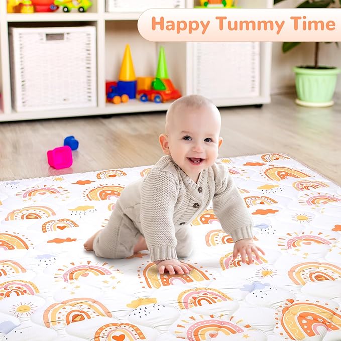 Baby Play Mat for Floor 50 * 50 inch, Extra Thick Soft Cushioning Foam Mat for Kids, Non Slip & Washable Crawling Mat for Toddler, Padded Play Mat for Baby Tummy Time