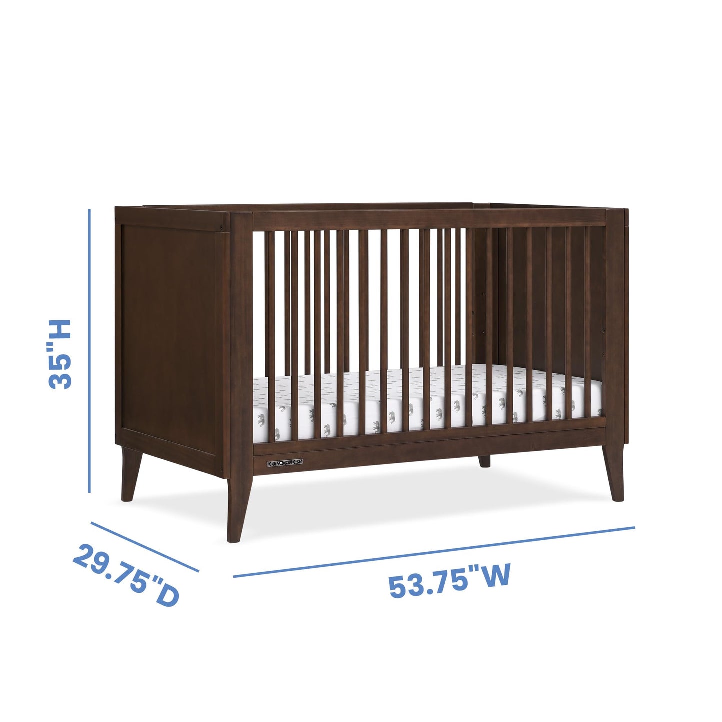 Delta Children Ollie 4-in-1 Convertible Crib - Greenguard Gold Certified, Walnut Espresso