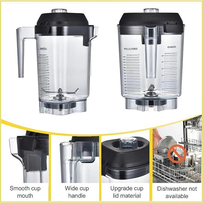 48oz Advance Container Replacement for Vitamix Commercial Blender,48 oz Pitcher Replacement for Vitamix,Fit for The Quiet One VM0145, Touch & Go and Drink Machine Advance Commercial Blender Series
