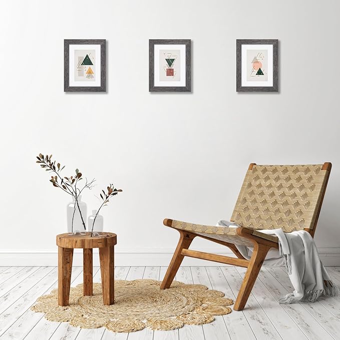 RPJC 8x8 Soild Wood Picture Frame with High Definition Glass Display Pictures 4x4 with Mat or 8x8 Without Mat for Wall Mounting Hanging Photo Frame Rustic White