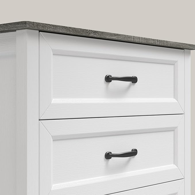 Gizoon 5 Drawer Dresser, 44.8" H Wood Chest of Drawers, White Dresser for Bedroom, with Smooth Rail, Metal Handles, Anti-tip Device, Modern Chest, for Living Room, Hallway, Grey