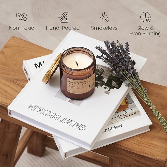 M&SENSE Mango Cream Home Scented Candle for Relaxation, Gifting, Spa | 7.05oz Candles Gift for Birthday Housewarming Mother's Valentine Day
