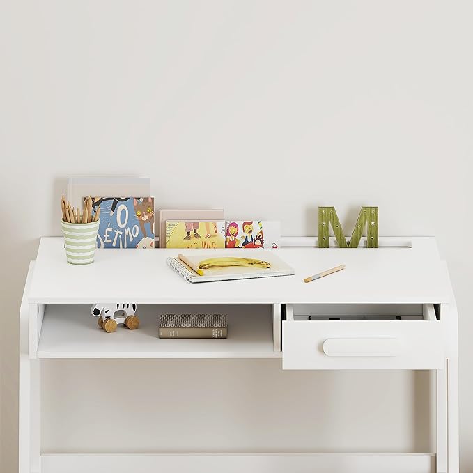 UTEX Kids Desk and Chair Set, Study Desk for Kids with Drawers, Wooden Children Table Set, Student Writing Desk Computer Workstation for Bedroom & Study Room