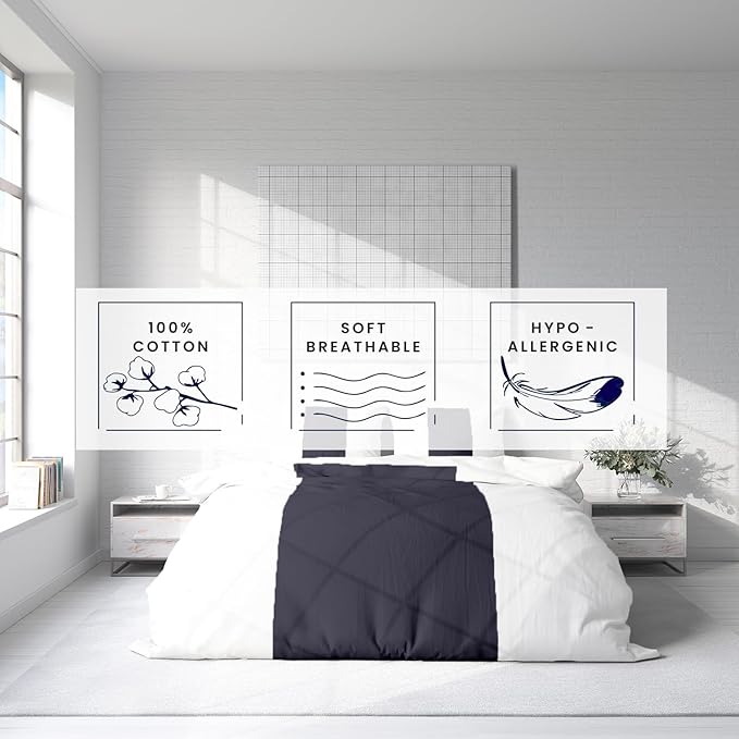 Kotton Culture 3 Pc Twin Size Duvet Cover Set- 100% Egyptian Cotton Sateen 600 TC Ultra Soft Premium Durable Comforter Cover Zipper Closure & Corner Ties (Speared White, Twin/Twin XL 68" X 90")