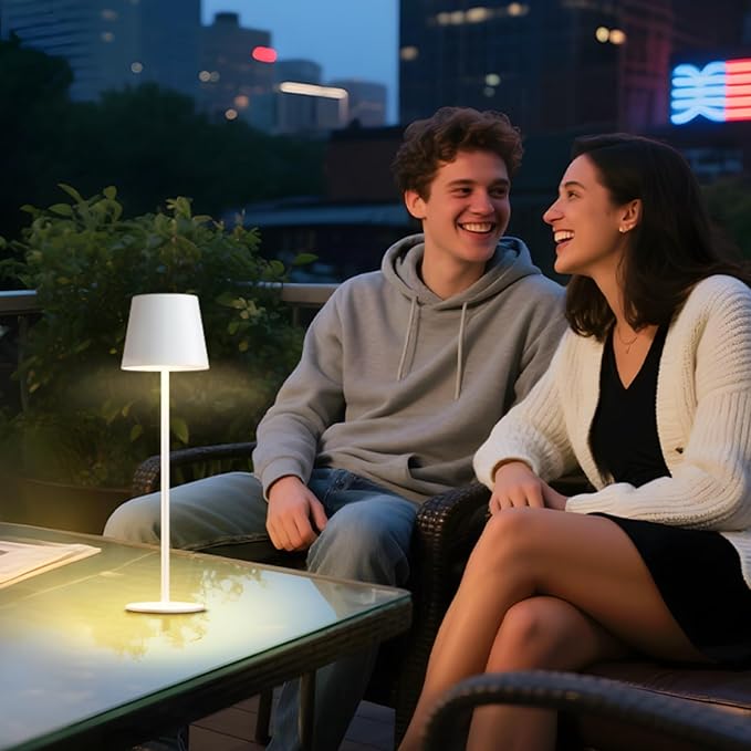 uuffoo 3 Pack Rechargeable Table Lamp Battery Operated Cordless Table Lamps with 3 Colors Stepless Dimming, Desk Night Light for Restaurant, Patio, Bedroom, Bar (White)