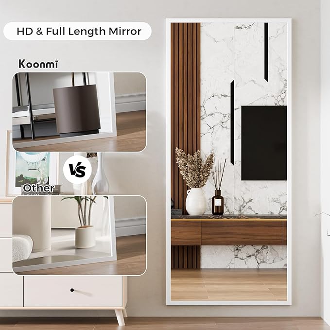 Koonmi 71"x31" Floor Mirror Full Length, Bedroom Floor Body Mirror with Stand, Large Silver Mirror, Leaning, Standing or Hanging Horizontally/Vertically