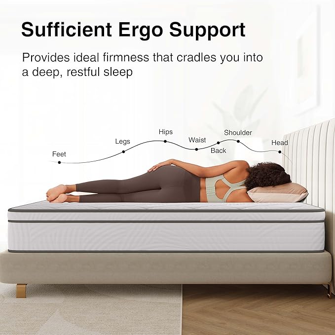 Novilla Twin Mattress 10 Inch, Hybrid Mattress Twin Size with Comfy Support, Bed Mattresses in a Box with Individual Pocket Springs for Motion Isolation & Pressure Relief, Certipur-Us Certified