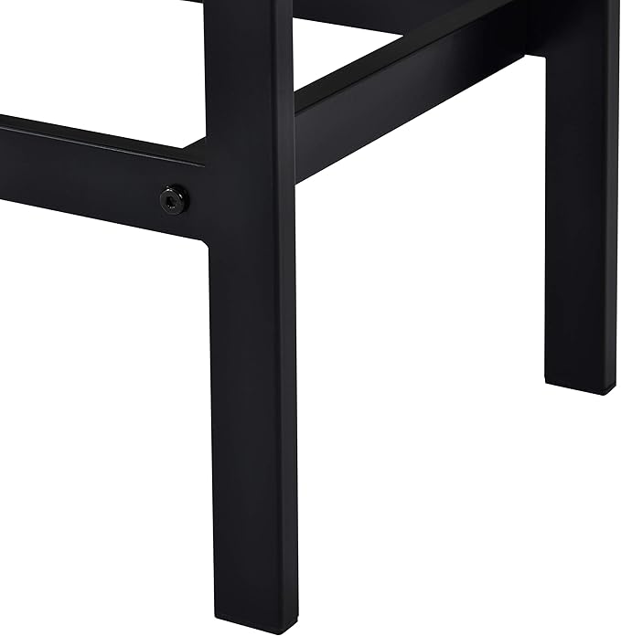 Harper & Bright Designs 4-Piece Dining Table Set, 60.2" L Solid Wood Dining Table with 3 Stools and Metal Frame for Kitchen Dining Room, Antique Grey + Black