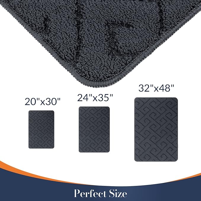 Walensee Indoor Doormat, Front Door Mat for Entrance (24"x35" Grey) Machine Washable Entryway Rug, Non Slip Trapper Door Rugs Absorbent Dirt Low Profile Shoes Scraper Inside Floor Mats for Entry