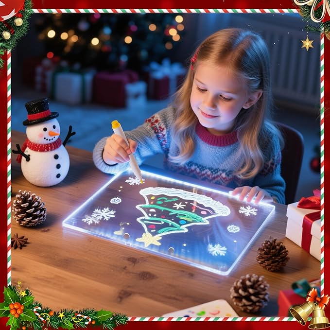 Lumiboard Led Drawing Board with 7 Colors,14"X10" Acrylic Dry Erase Board with Light, Include Adapter, Hanging Chain, Led Drawing Board for Kids with Stand,Birthday and Christmas Gifts for Kids