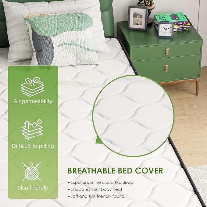 PayLessHere 6 Inch Hybrid Mattress with Innerspring and Foam/Fiberglass Free/Medium Firm Spring Mattress/Queen Size Mattress in a Box/CertiPUR-US Certified/Cool Sleep Pressure Relief