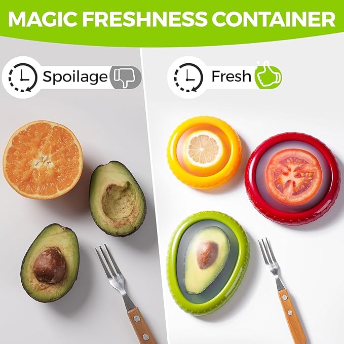 Tomato Onion Saver and Holder – Reusable Storage Containers for Fridge – Tomato Pods, Veggie Savers, Silicone Food Saver for Tomatoes and Onion
