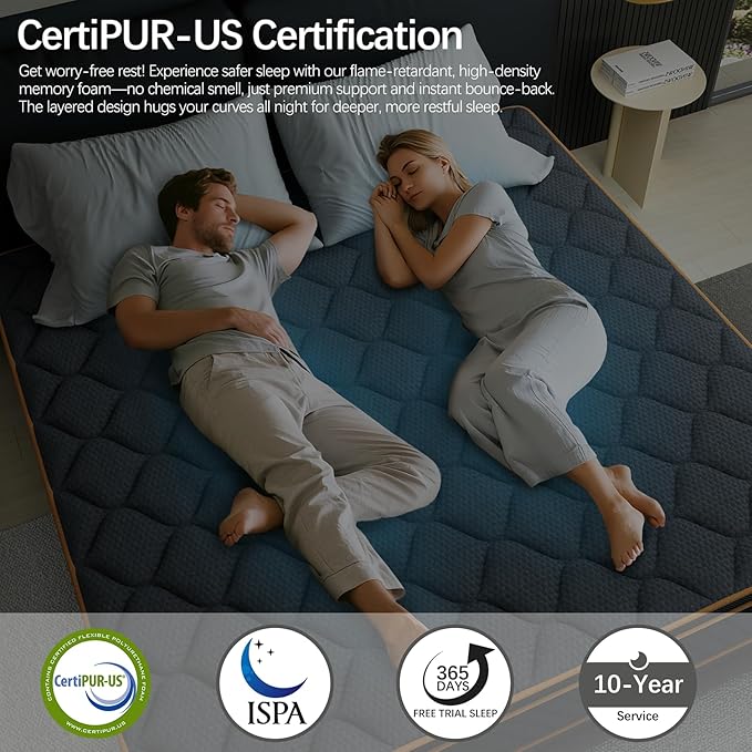 Full Mattress- 10 Inch Hybrid Firm Support with Pocketed Coils & Cooling Gel Memory Foam | Orthopedic Back Pain Relief | Breathable | Full Size Mattresses in a Box