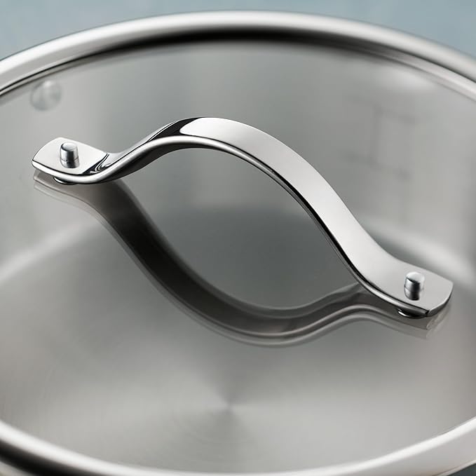 Tramontina Tempo Tri-Ply Base Stainless Steel 3.5-Quart Saute Pan with Glass Lid, Induction-Ready Cooking Pan, Oven-Safe, Dishwasher-Safe