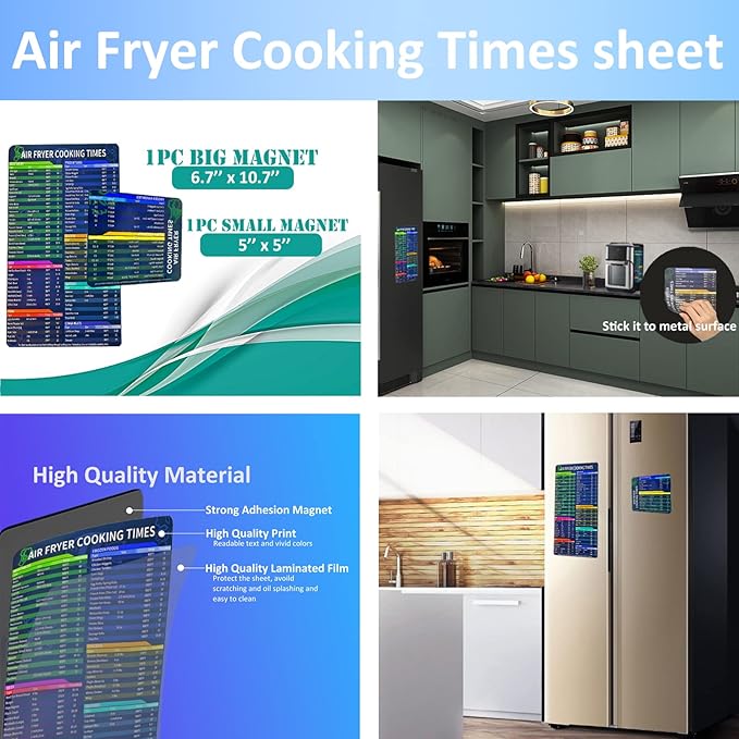 5 in 1 Accessories Kit for Air Fryer: Oil-proof Paper Liner, Silicone Liners, Oil Sprayer, Magnetic Cheat Sheet Set, Cookbook