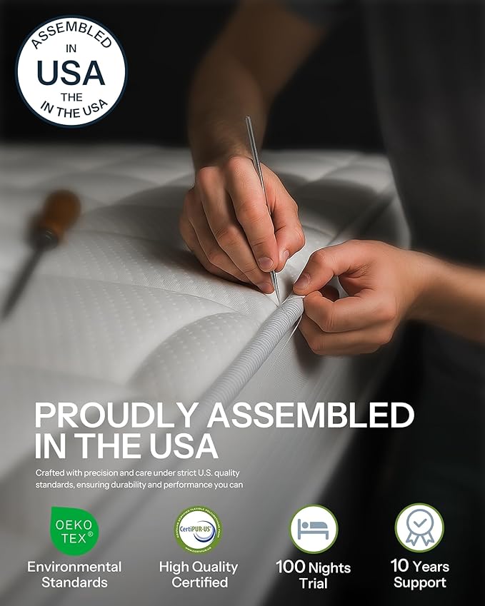 Life Balance Hybrid Queen Mattress 12 Inch, Made in USA, Medium Firm, Individual Pocket Coils & Supportive Foam， Motion Isolation & Pain Relief, Mattress in a Box, CertiPUR-US Certified, CE-12-Q