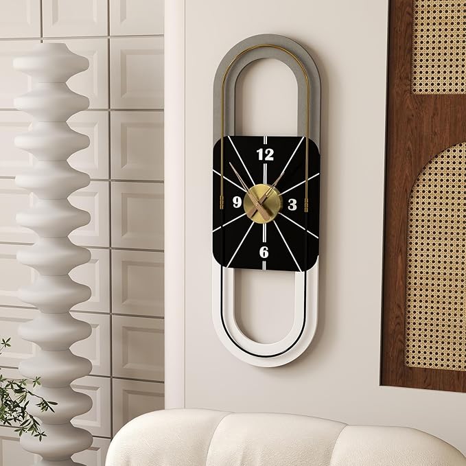 34x11 Inch Modern Wall Clock Battery Operated, Silent Non-Ticking Decorative Clocks for Living Room, Bedroom, Kitchen, Office Home Décor