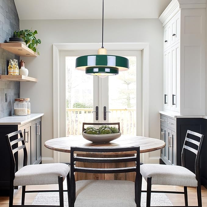Green Pendant Light Vintage Light Fixtures, Metal Pendant Lights Kitchen Island, Modern Chandelier Pendant Light Fixture for Bedroom Hotel Dining Room Living Room Kitchen