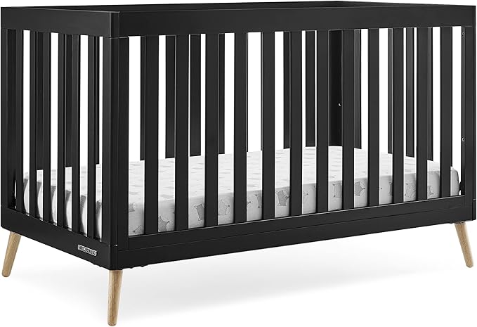 Delta Children Essex 4-in-1 Convertible Baby Crib, Ebony with Natural Legs