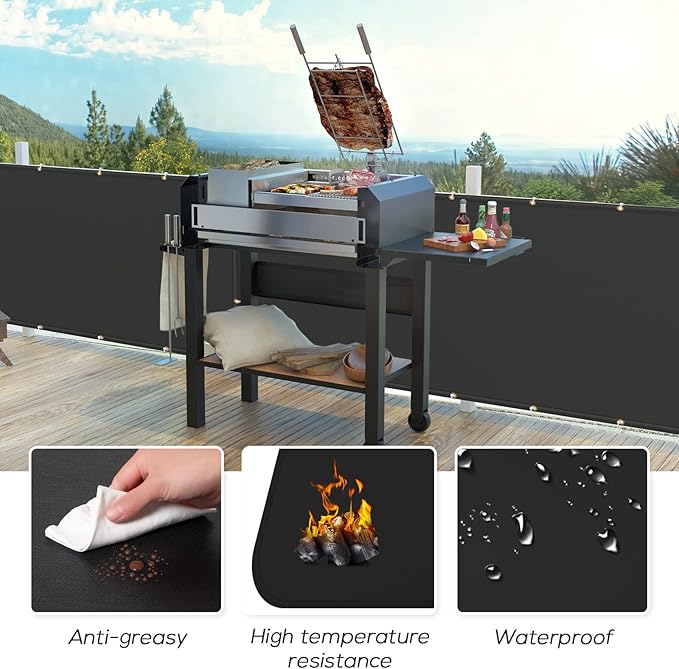 FLASLD Heat Shield Behind Grill, Fireproof Cover and Screen Protect Deck Railing from Grill, BBQ Fence Heat Shield for Wood Stove, Deck Railing Protector for Grill, Fireplace