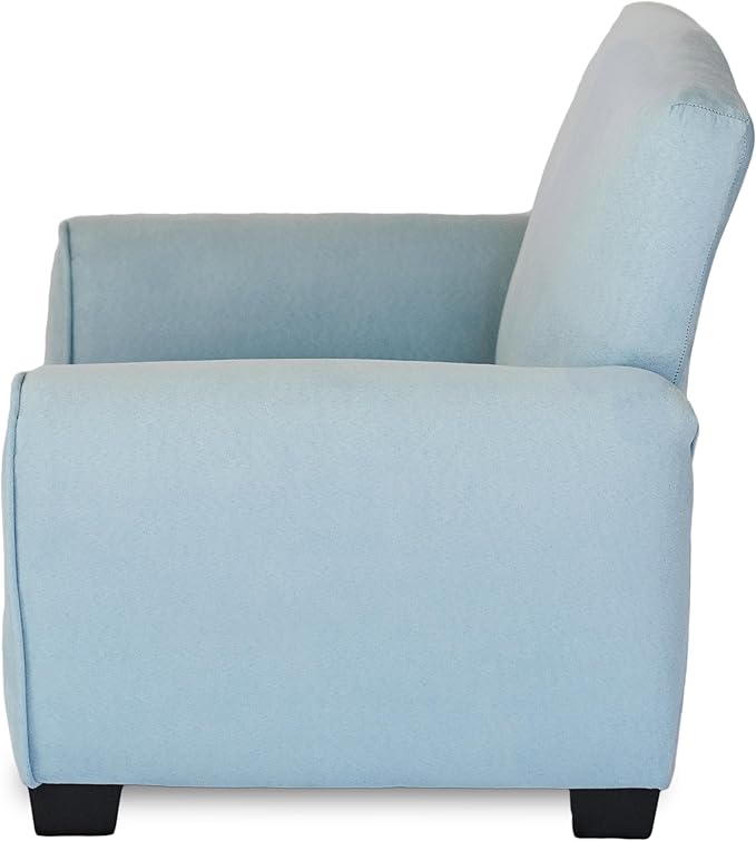 Toddler Personalized Chair, Kids Upholstered Rocking Chair with Personalization, Toddler Armchair with Personalized Name, Comfy Child Armchair, (Light Blue Suede, Legs)