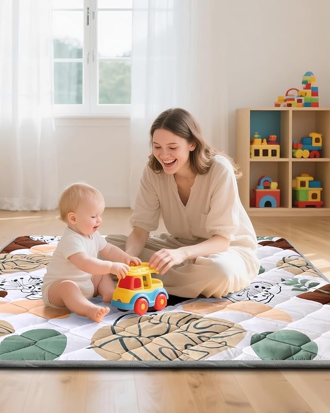Baby Play Mat, 50x50 Playpen Mat Perfect for Use Baby Playpen, Foldable Baby Foam Playmat for Floor, Portable Activity PlayMats for Baby, Infants and Toddlers
