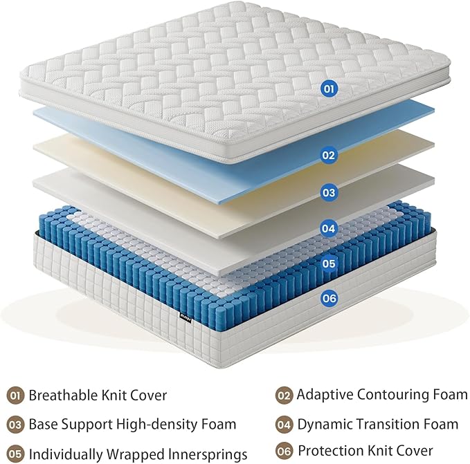 Full Size Mattress,14 inch Memory Foam Hybrid Mattresses in a Box，Full Mattress with Individually Pocket Springs, Medium Firm Feel，Fiberglass Free, Soft and Breathable