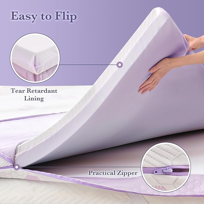 SINWEEK 3 Inch Memory Foam Mattress Topper Twin Size, Soft and Medium Mattress Pad for Back Pain Relief, High Density Foam Bed Topper with Textured Cover, CertiPUR-US Certified